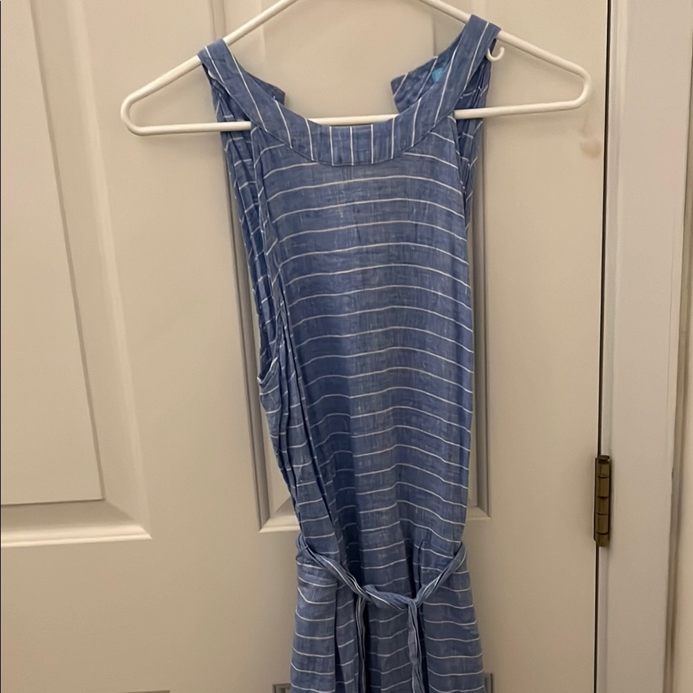 Blue Striped Sleeveless jumpsuit